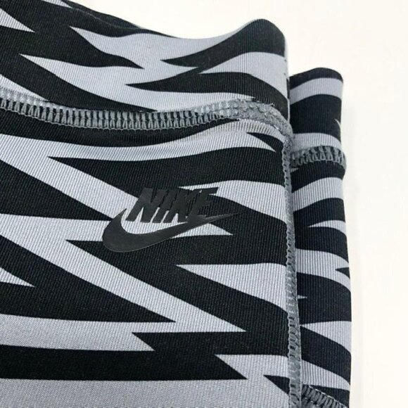 🌺 Nike Zebra Stripe Black & Gray Mesh High Rise Leggings Size S - Picture 8 of 11